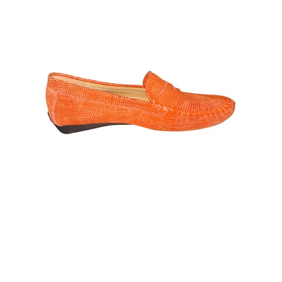 Vaneli Orange Snake Skin Textured Slip-On Driver Loafer 7.5 Leather Casual Shoes - Picture 10 of 13